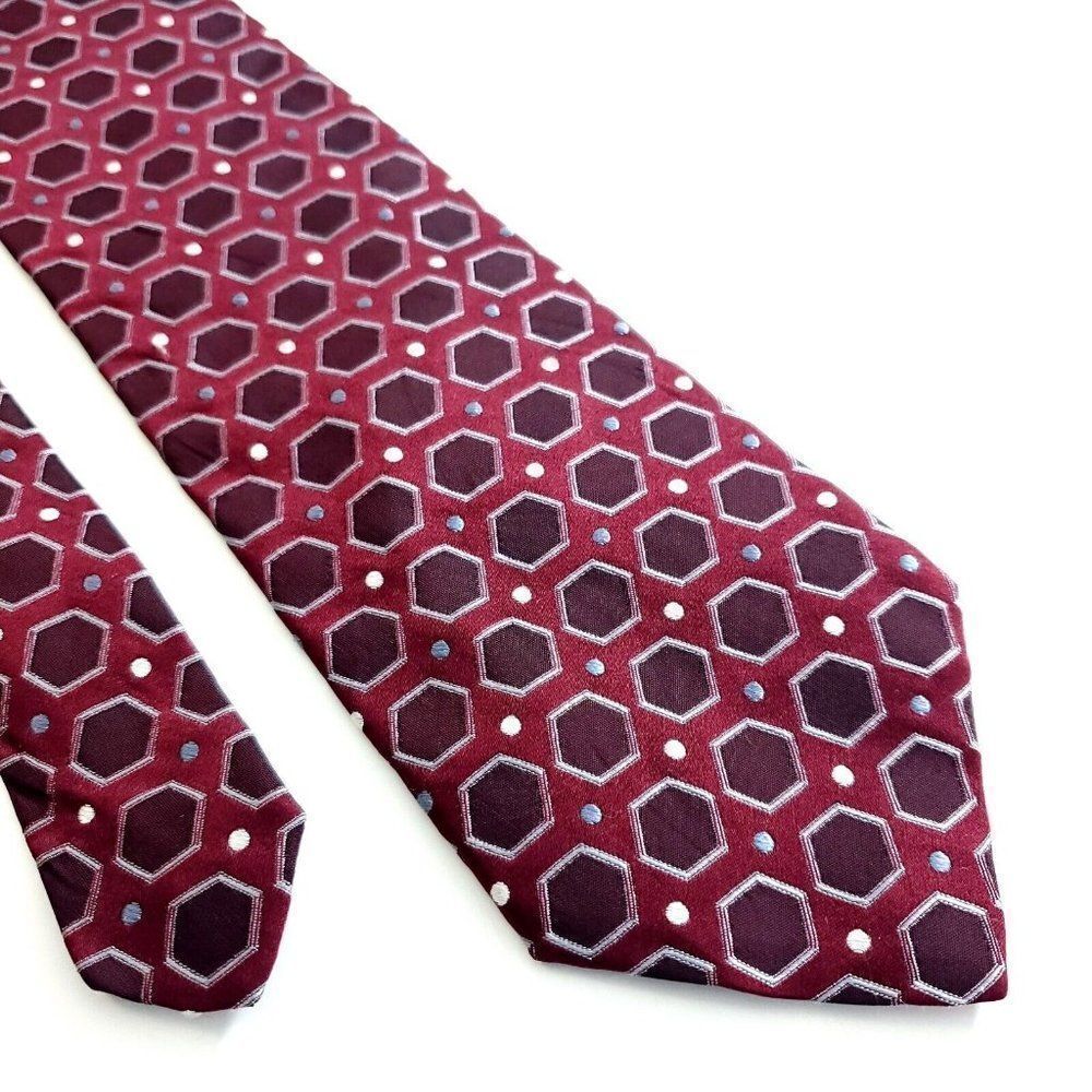 XMI‎ Red Purple Woven Geometric Silk Tie